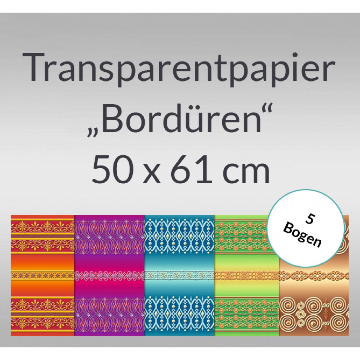 Transparentpapier "Bordüren" 50 x 61 cm - 5 Bogen