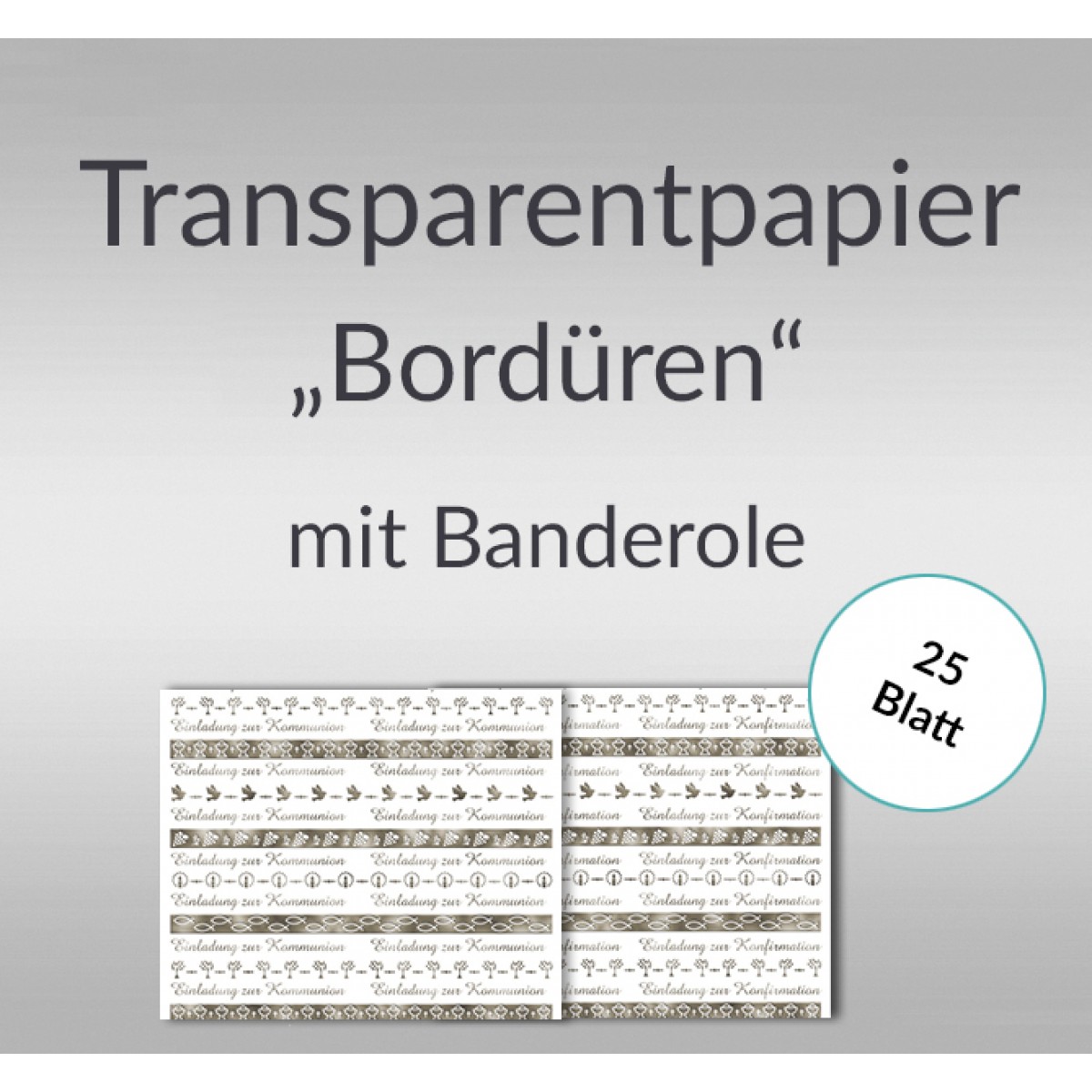 Transparentpapier "Bordüren" DIN A4 silber - 25 Blatt