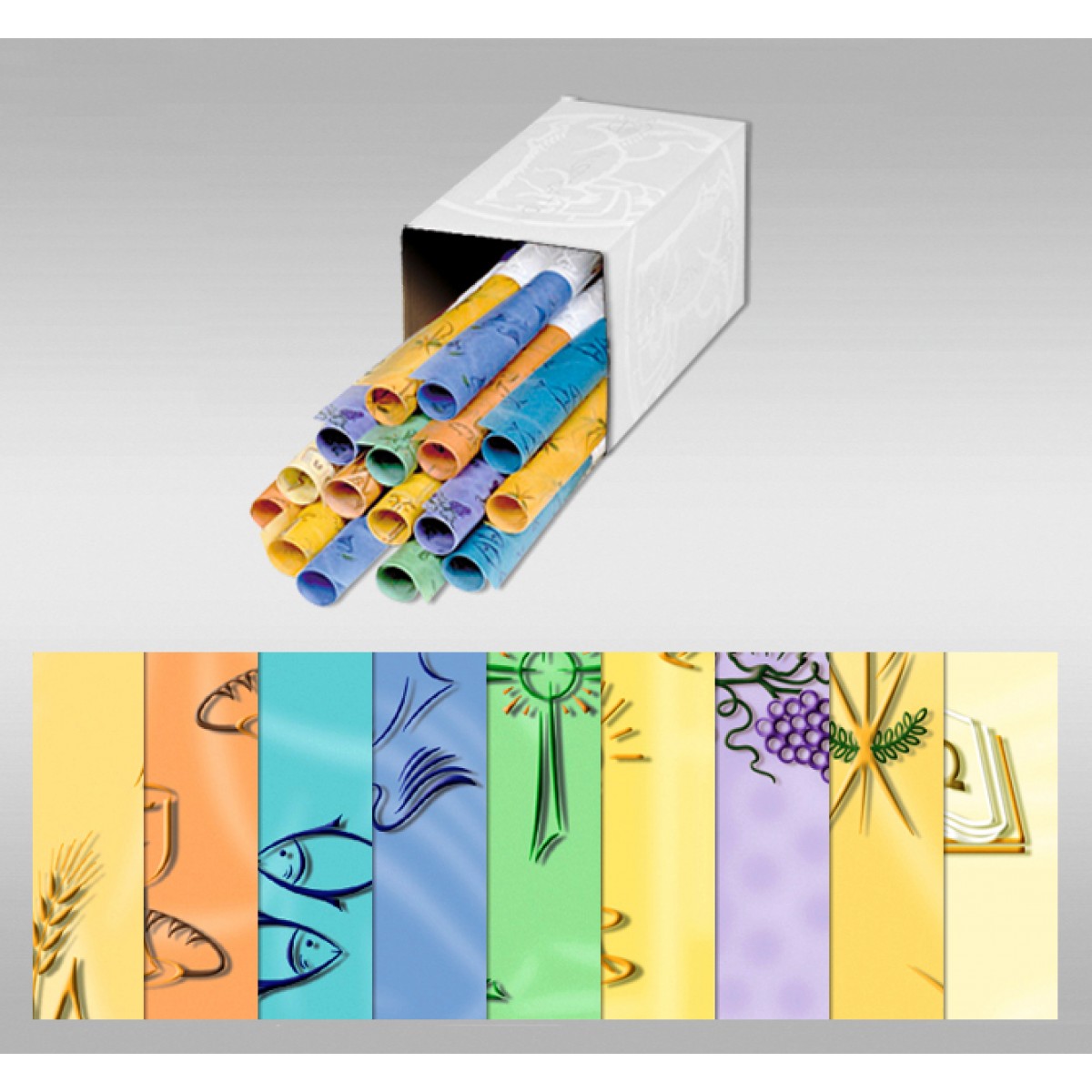 Transparentpapier "Christliche Symbole" 50 x 61 cm - 25 Rollen sortiert