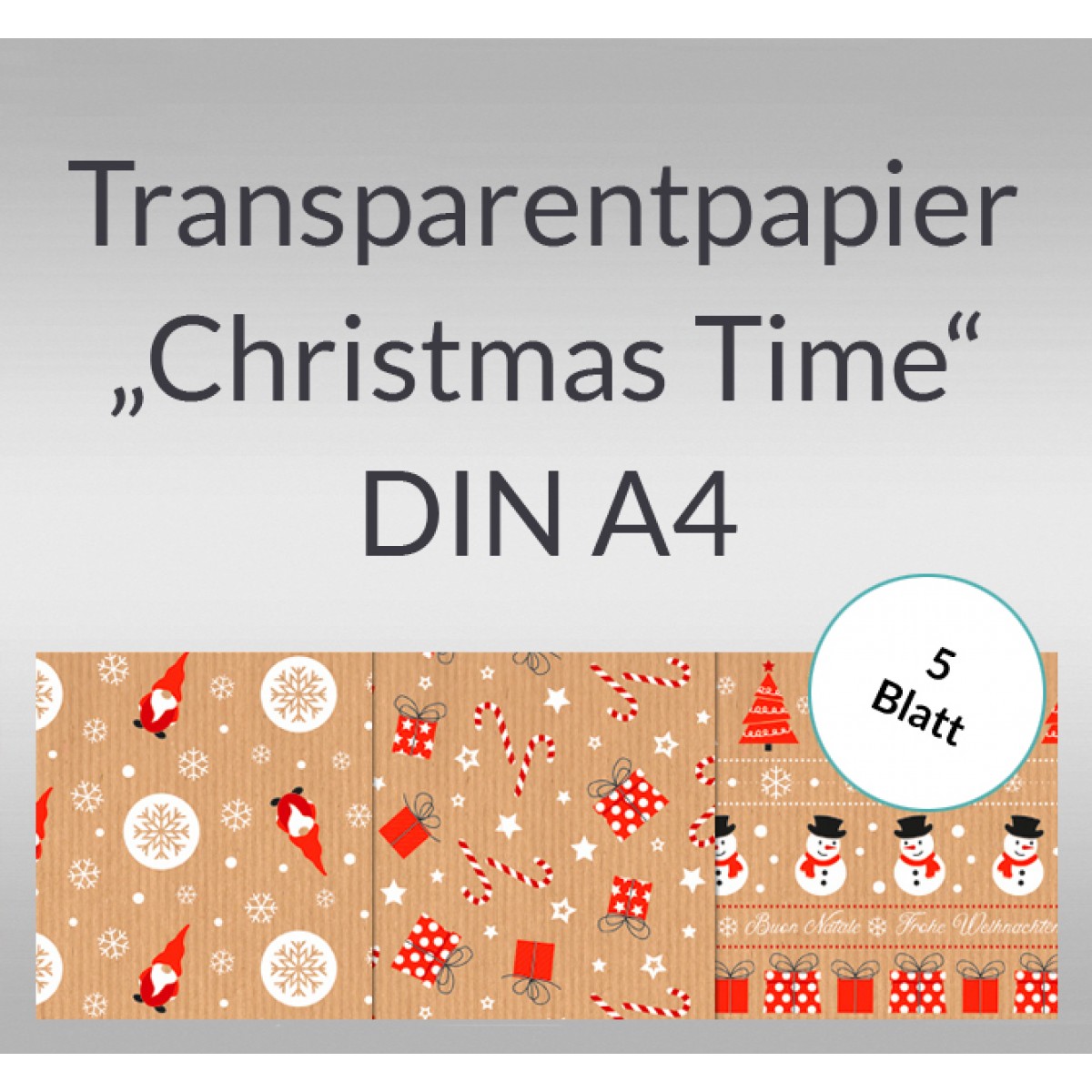 Transparentpapier "Christmas Time" DIN A4 - 5 Blatt
