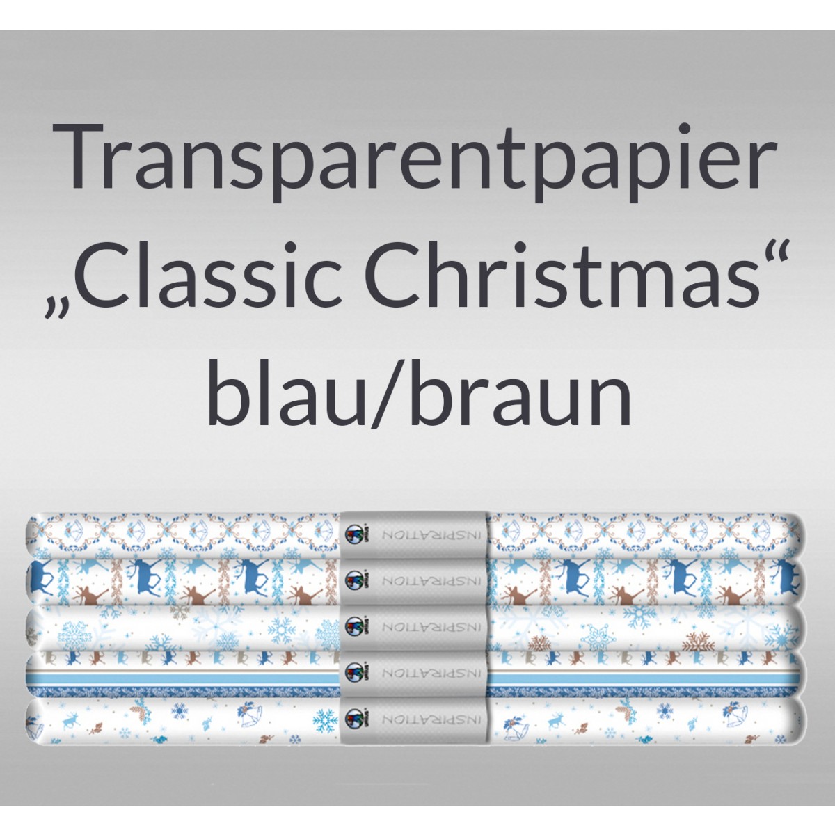 Transparentpapier "Classic Christmas" blau/braun 50 x 61 cm - 5 Bogen sortiert