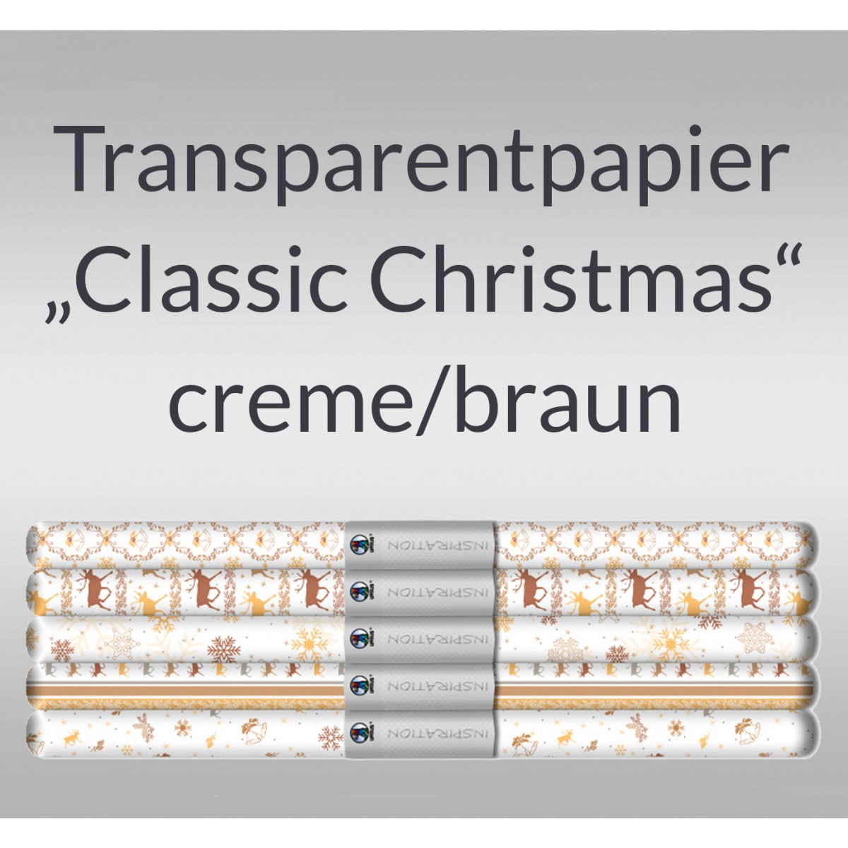 Transparentpapier "Classic Christmas" creme/braun 50 x 61 cm - 5 Bogen sortiert