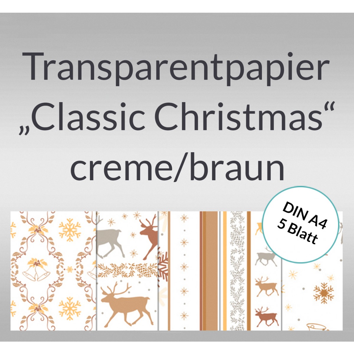 Transparentpapier "Classic Christmas" creme/braun DIN A4 - 5 Blatt