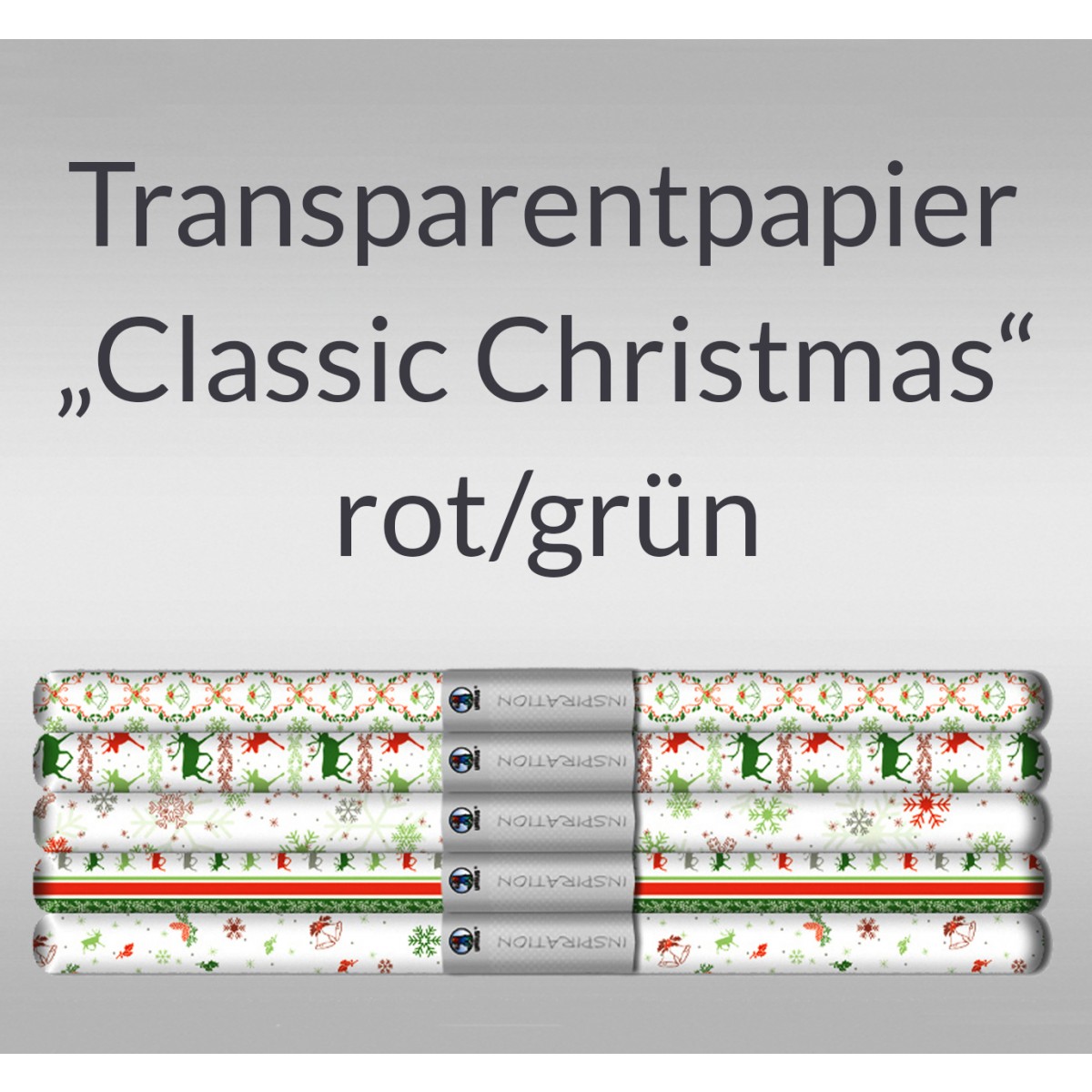 Transparentpapier "Classic Christmas" rot/grün 50 x 61 cm - 5 Bogen sortiert
