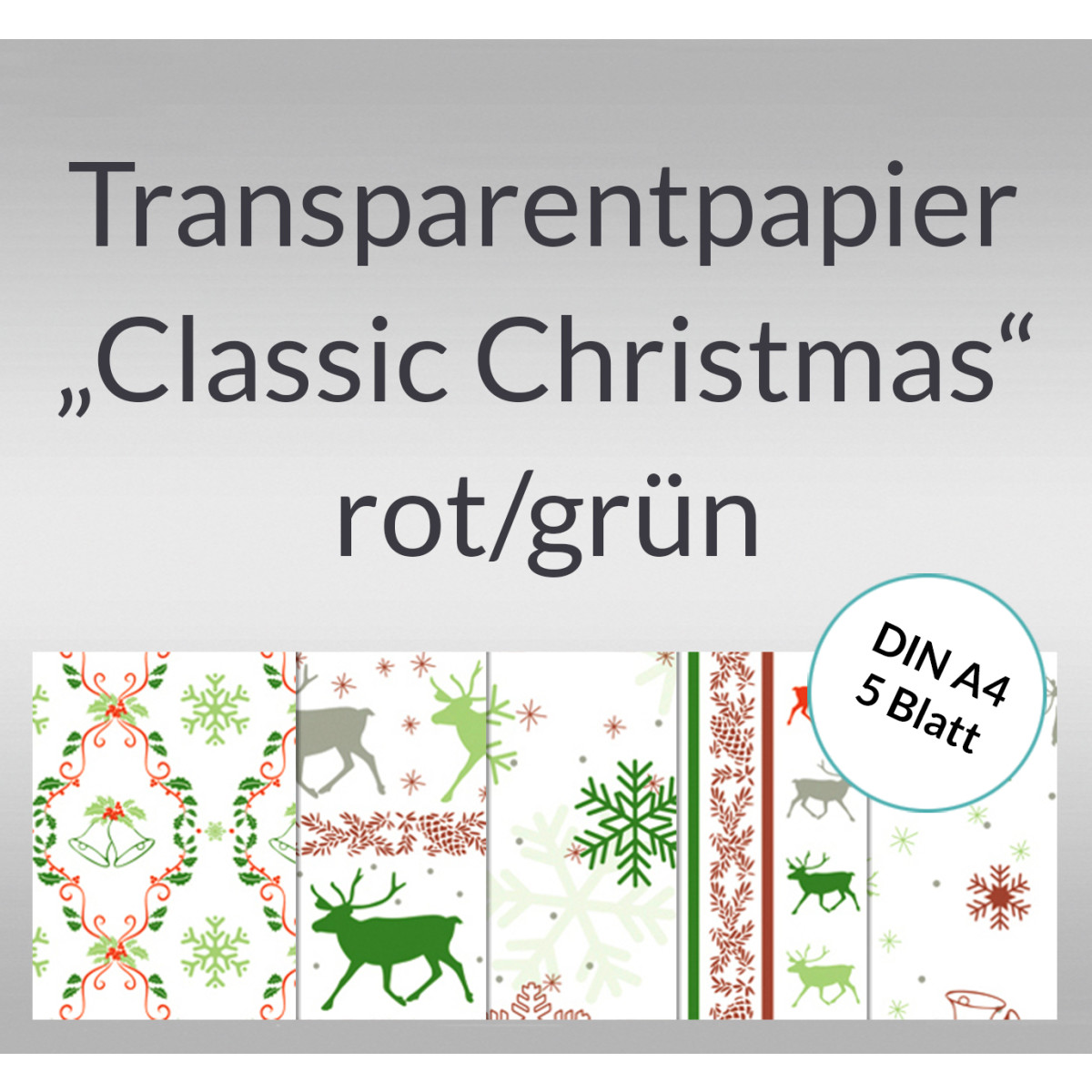 Transparentpapier "Classic Christmas" rot/grün DIN A4 - 5 Blatt