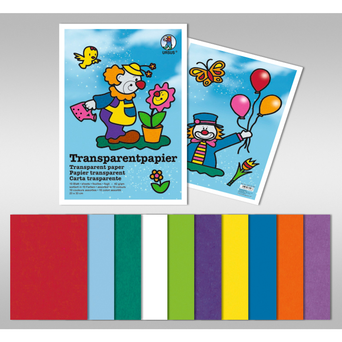 Transparentpapier (Drachenpapier) 42 g/qm 35 x 50 cm - 50 Blatt in 10 Farben