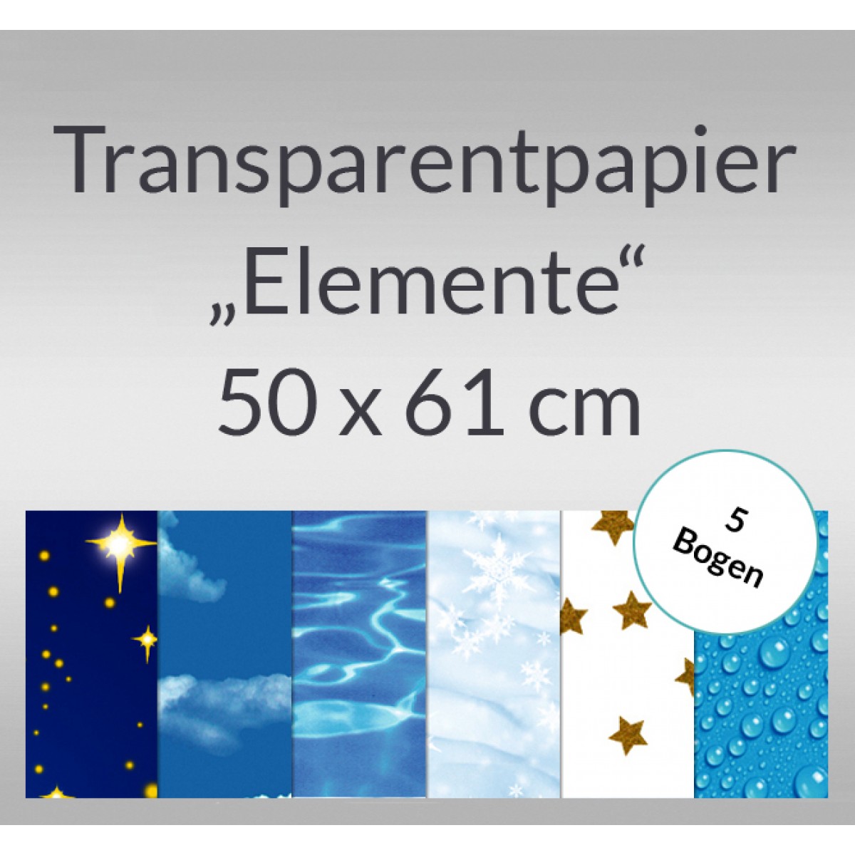Transparentpapier "Elemente" 50 x 61 cm - 5 Rollen