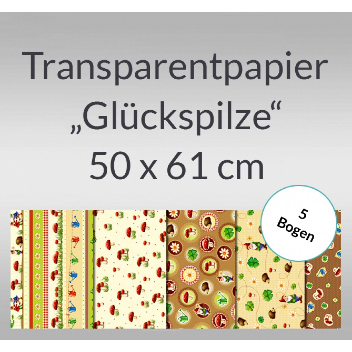 Transparentpapier "Glückspilze" 50 x 61 cm - 5 Rollen