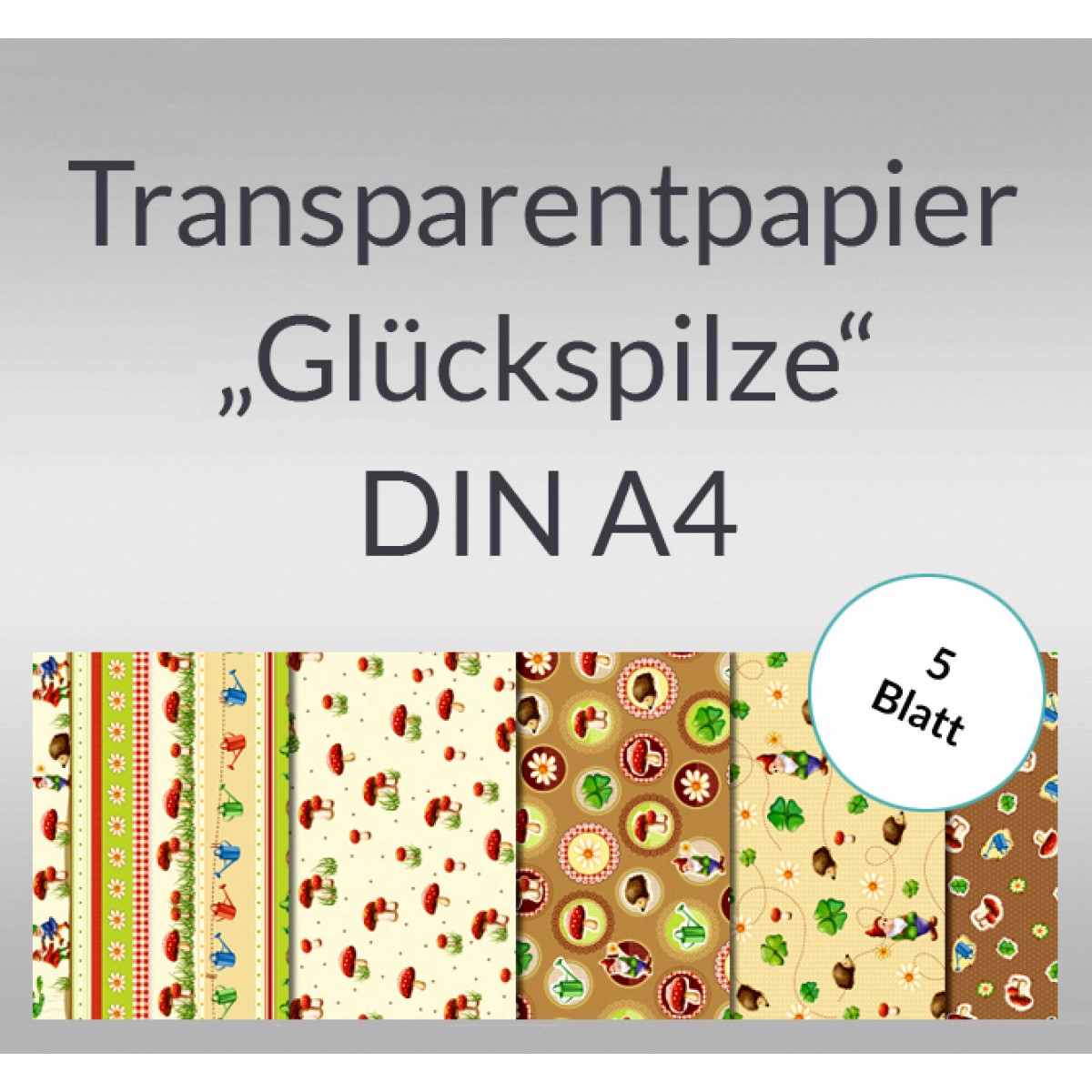 Transparentpapier "Glückspilze" DIN A4 - 5 Blatt