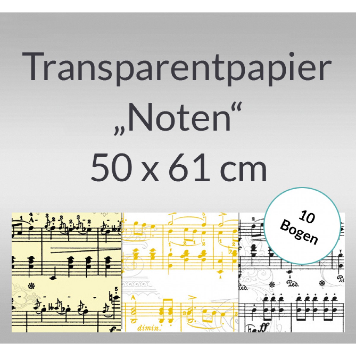 Transparentpapier "Noten" 50 x 61 cm - 10 Bogen