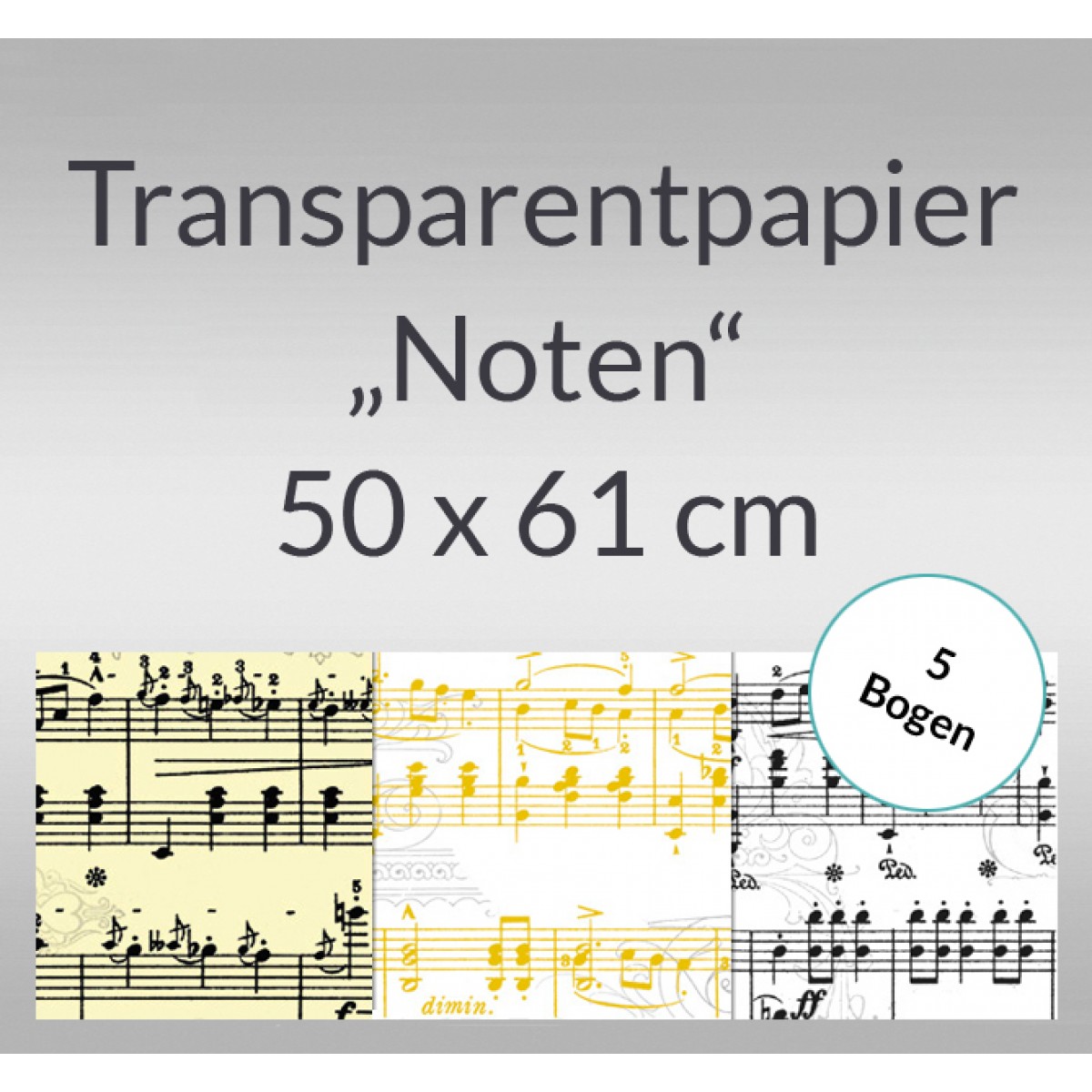 Transparentpapier "Noten" 50 x 61 cm - 5 Bogen