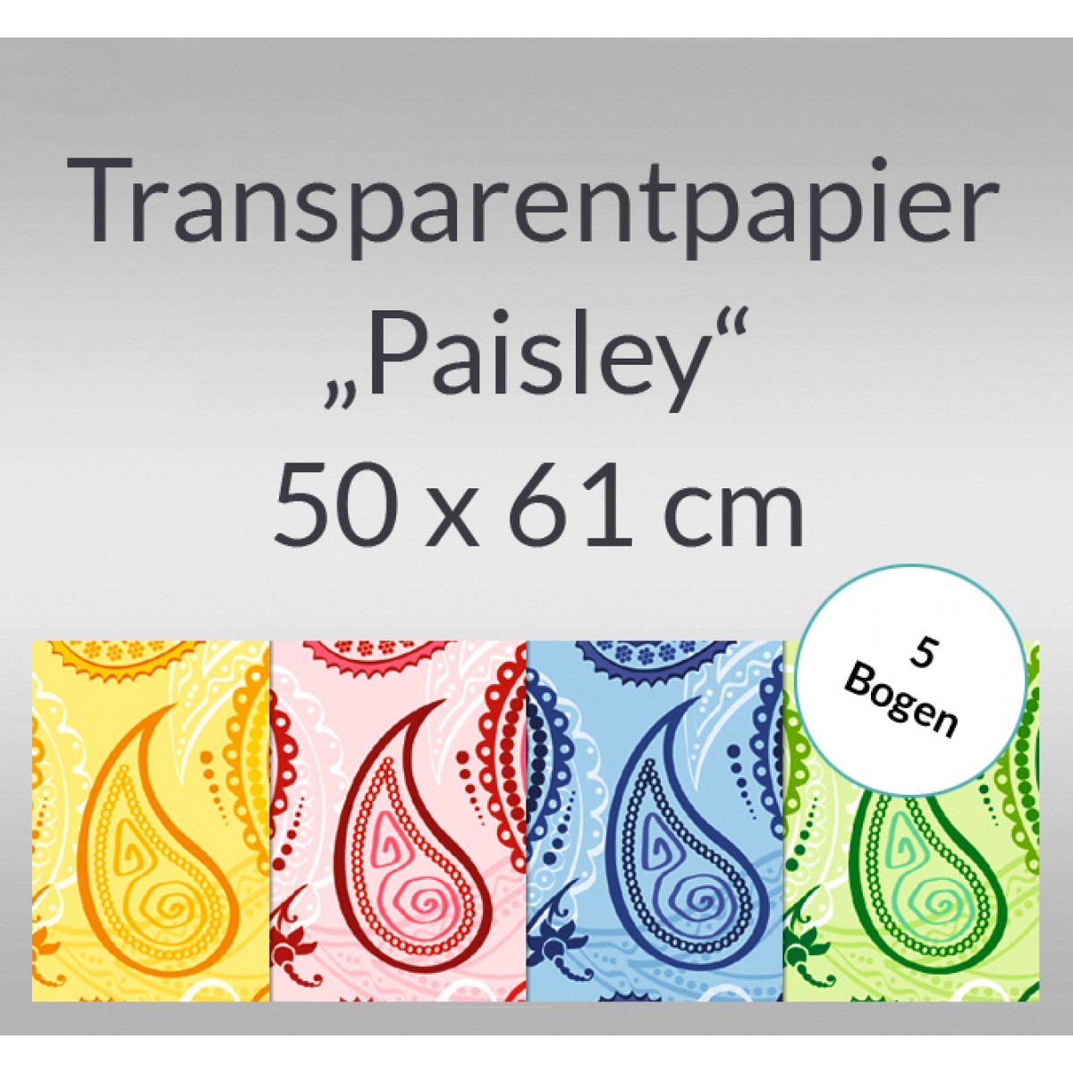 Transparentpapier "Paisley" 50 x 61 cm - 5 Rollen