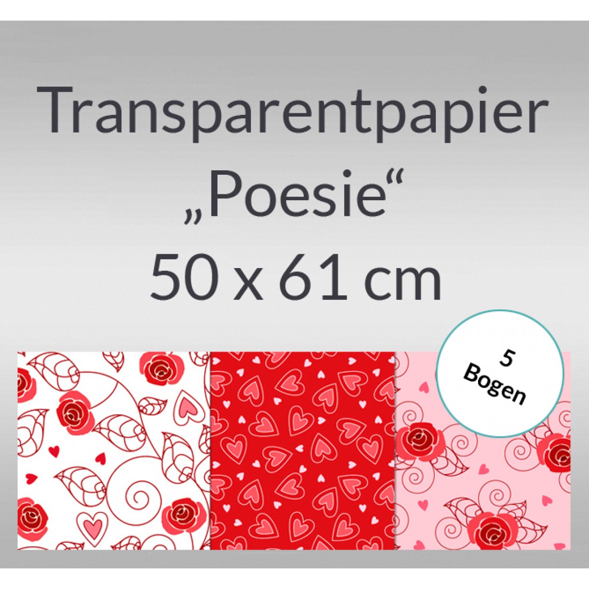 Transparentpapier "Poesie" 50 x 61 cm - 5 Rollen