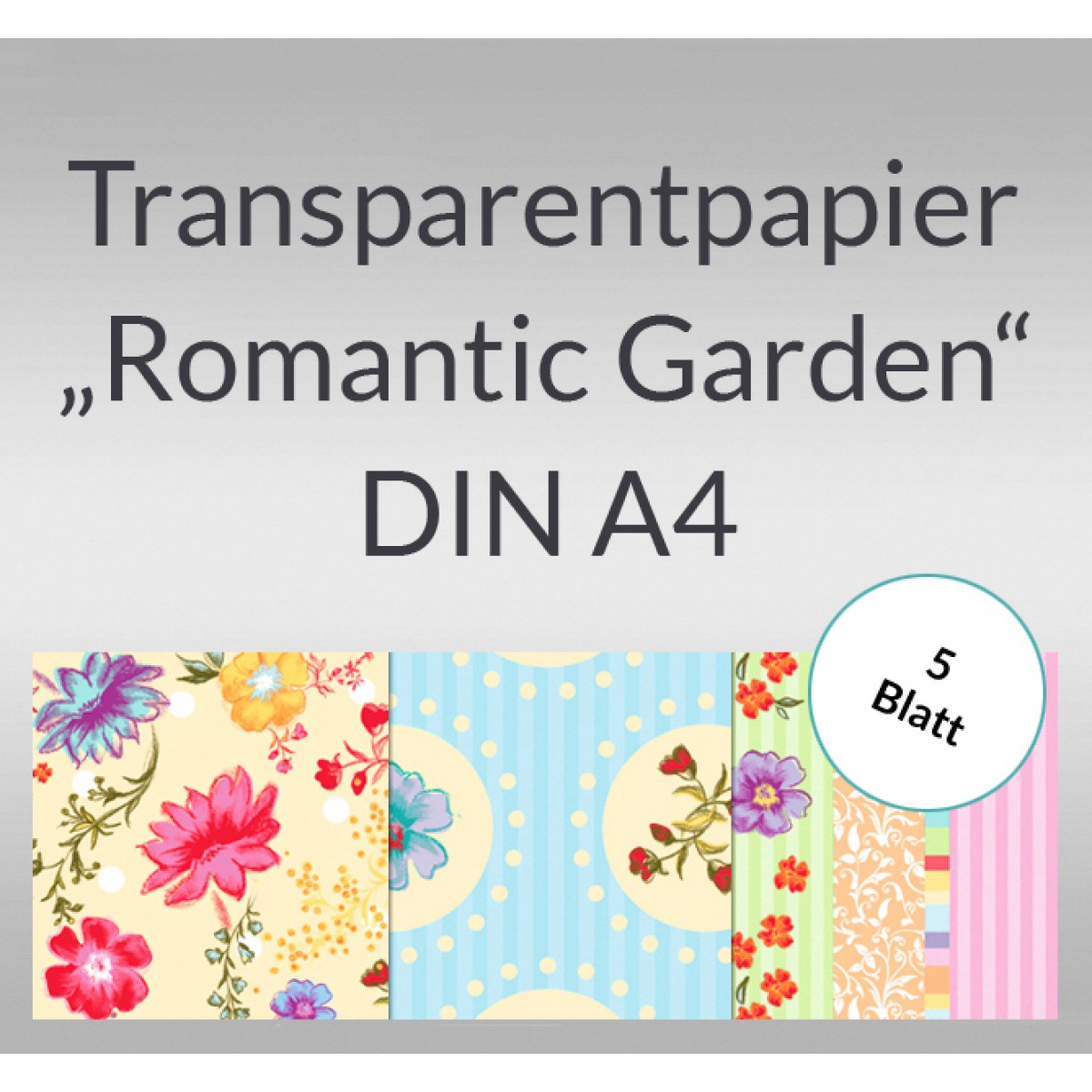 Transparentpapier "Romantic Garden" DIN A4 - 5 Blatt