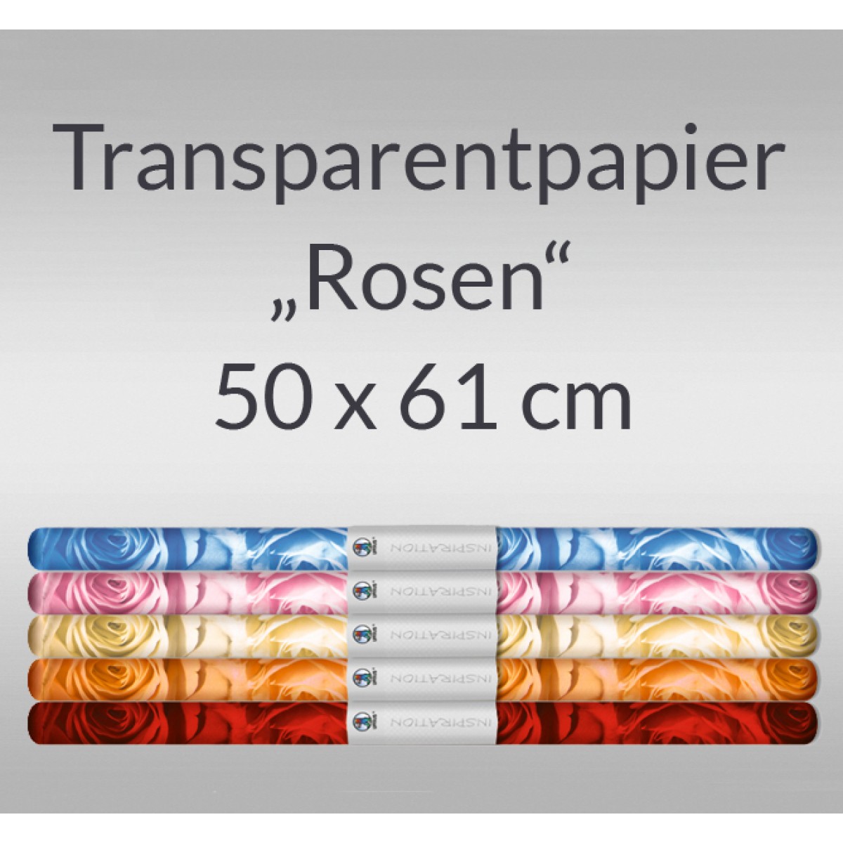 Transparentpapier "Rosen" 50 x 61 cm Sortierung - 5 Rollen