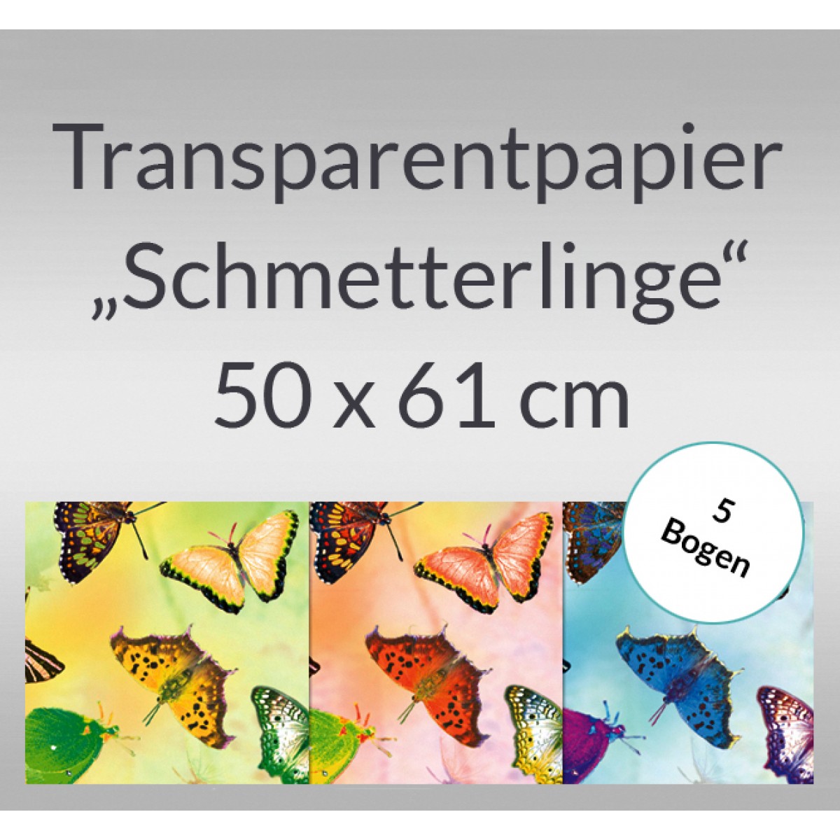 Transparentpapier "Schmetterlinge" 50 x 61 cm - 5 Bogen