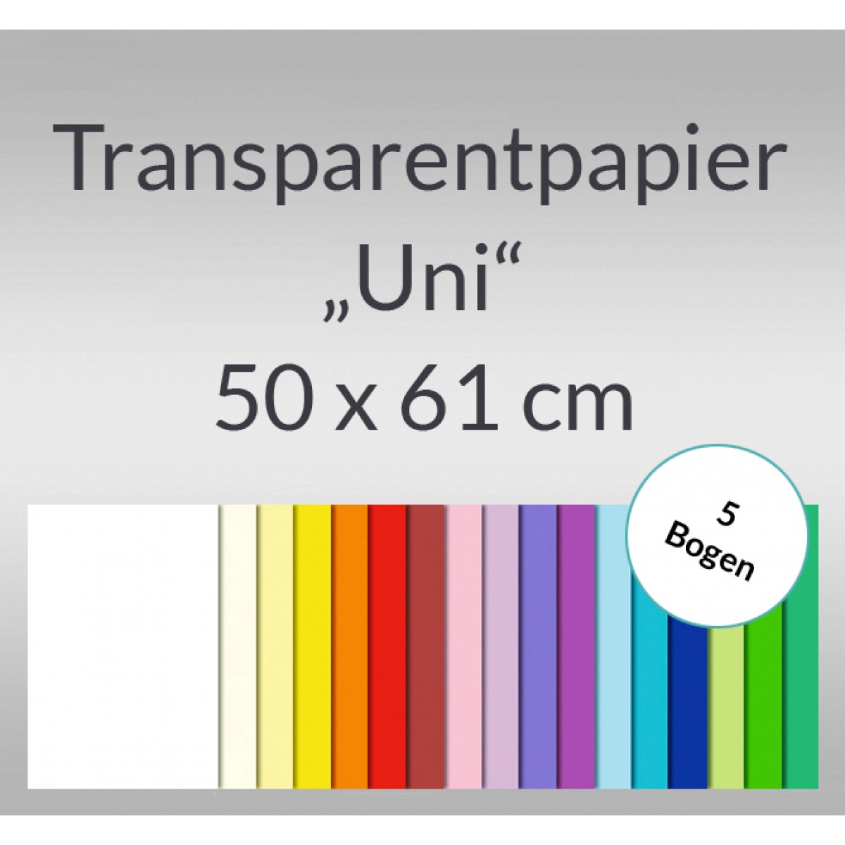 Transparentpapier "Uni" 50 x 61 cm - 5 Rollen