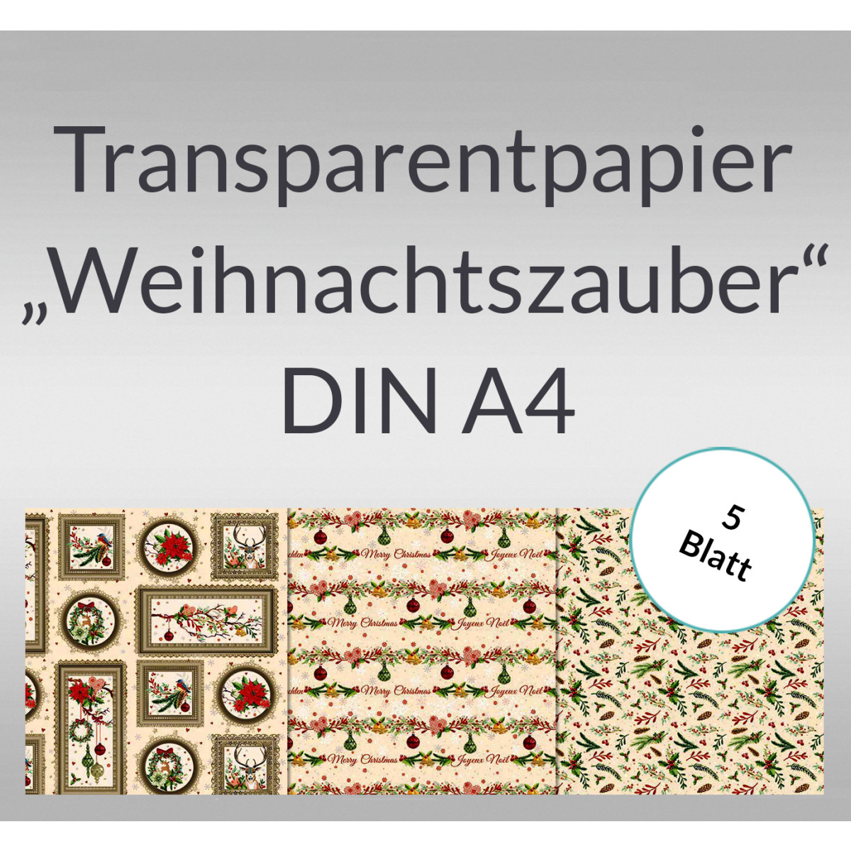 Transparentpapier "Weihnachtszauber" DIN A4 - 5 Blatt
