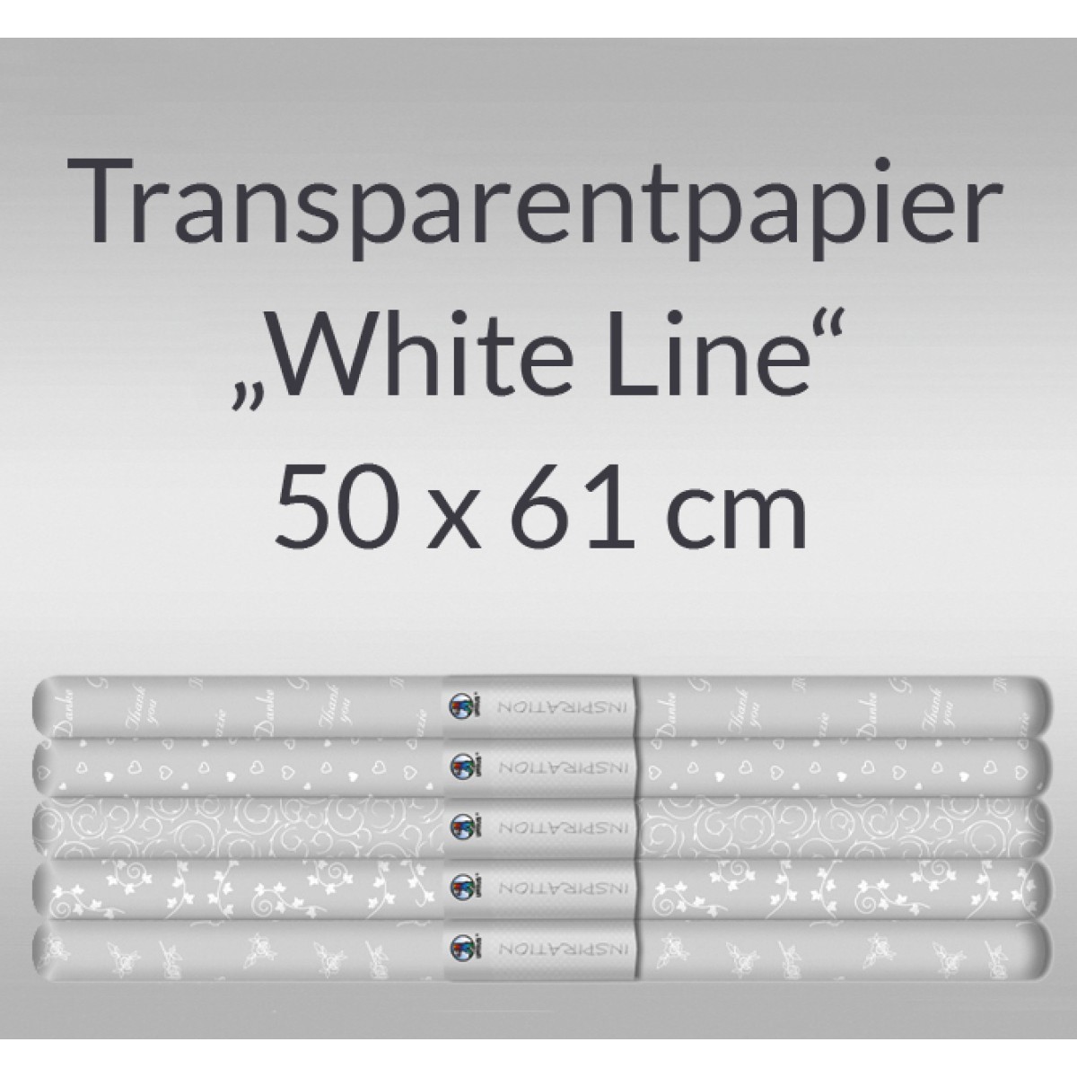 Transparentpapier "White Line" 50 x 61 cm - 5 Bogen sortiert