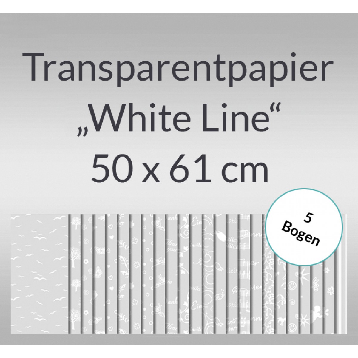 Transparentpapier "White Line" 50 x 61 cm - 5 Bogen