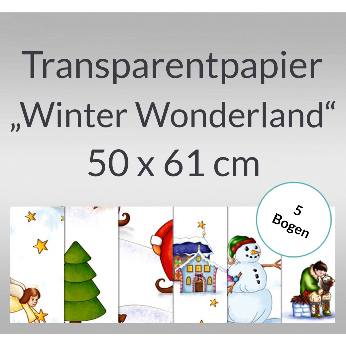 Transparentpapier "Winter Wonderland" 50 x 61 cm - 5 Bogen