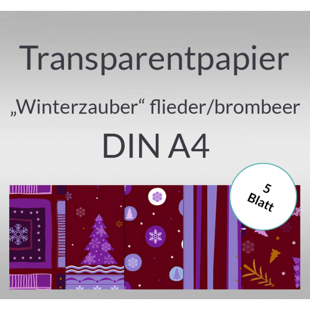 Transparentpapier "Winterzauber" flieder/brombeer DIN A4 - 5 Blatt