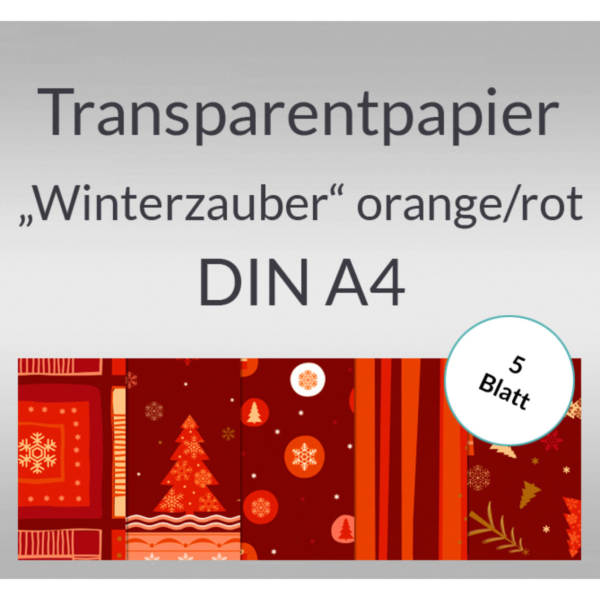Transparentpapier "Winterzauber" orange/rot DIN A4 - 5 Blatt