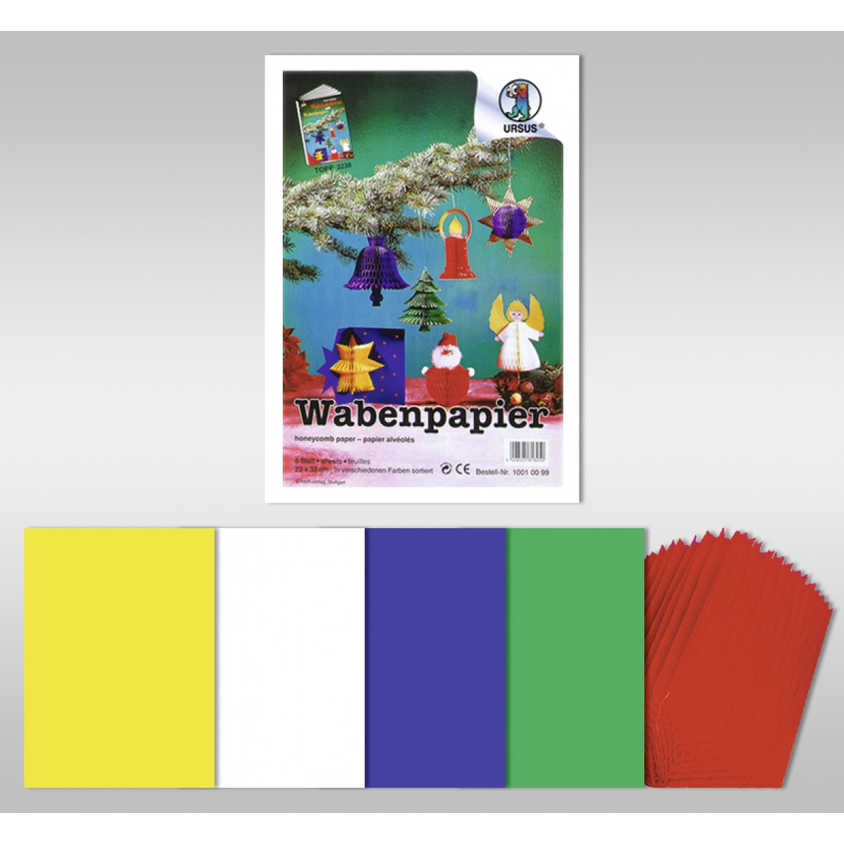 Wabenpapier "Weihnachtsmotiv" 23 x 33 cm - 5 Blatt