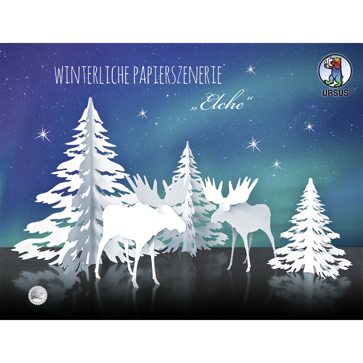 Winterliche Papierszenerie "Elche"