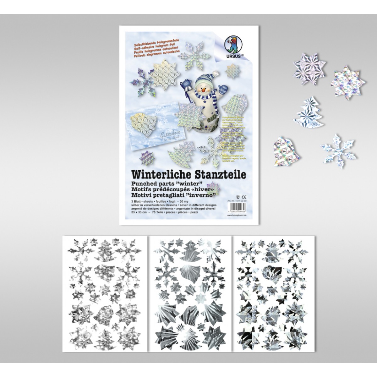 Winterliche Stanzteile zur Dekoration
