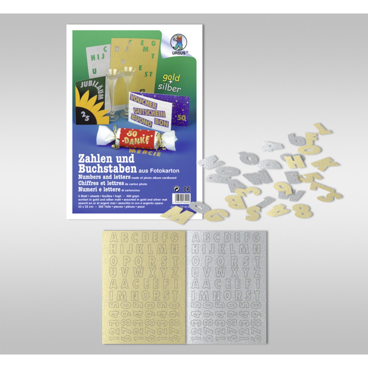 Zahlen und Buchstaben "gold und silber"