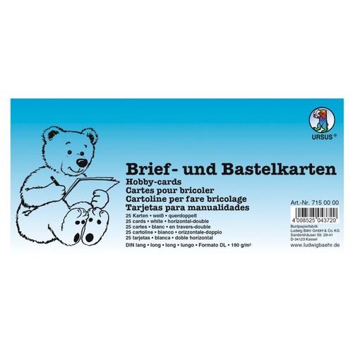 URSUS Bastelkarten Doppelkarten Weiß - 100 Stück Im Set, DIN Lang Hochformat Für Kreative Projekte