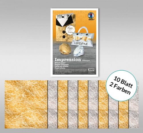 Ursus Faltstreifen Designpapier 'Apart Klassik' – Weiß/Silber, 33 Blätter, Inkl. Bastelanleitung