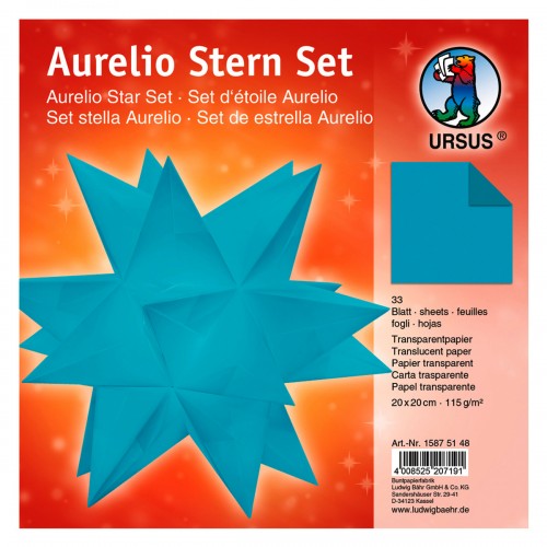 Ursus Aurelio Stern Bastelset - 33 Faltblätter Lila Transparentpapier 15x15cm