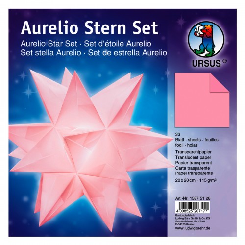 Ursus Aurelio Stern Bastelset - 33 Faltblätter Transparentpapier 15x15 Cm Lila
