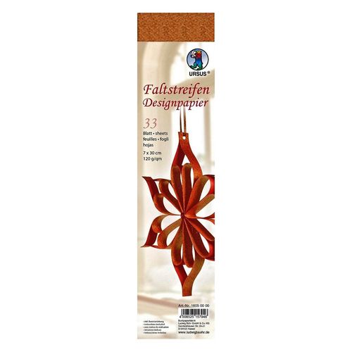Ursus Crush Paper Faltstreifen – 33 Blatt, 7x30 Cm, Mit Perleffekt & Bastelanleitung