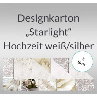 Designkarton "Starlight" Hochzeit weiß/silber DIN A4 - 5 Blatt