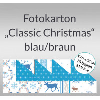 Fotokarton "Classic Christmas" blau/braun 49,5 x 68 cm - 10 Bogen sortiert