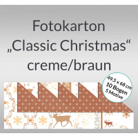 Fotokarton "Classic Christmas" creme/braun 49,5 x 68 cm - 10 Bogen sortiert