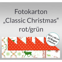 Fotokarton "Classic Christmas" rot/grün 49,5 x 68 cm - 10 Bogen sortiert