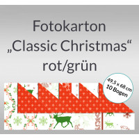 Fotokarton "Classic Christmas" rot/grün 49,5 x 68 cm - 10 Bogen