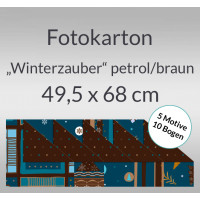 Fotokarton "Winterzauber" petrol/braun 49,5 x 68 cm - 10 Bogen sortiert