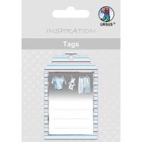 Geschenkeanhänger / Tags Motiv 12 - Baby-Wäscheleine blau