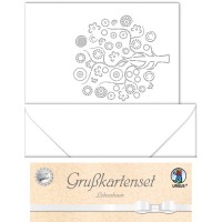 Grußkarten "gelasert" Lebensbaum weiß - 5 Karten
