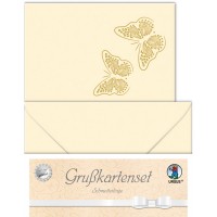 Grußkarten "gelasert" Schmetterlinge chamois - 5 Karten