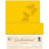 Grußkarten "gelasert" Schmetterlinge sonnengelb - 5 Karten