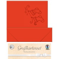 Grußkarten "gelasert" Weihnachtssöckchen rubinrot - 5 Karten