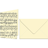 Grußkarten "Noten" mit Kuverts chamois/schwarz