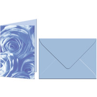 Grußkarten "Rosen" mit Kuverts mittelblau