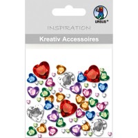 Kreativ Accessoires - Schmucksteine Herzen bunt